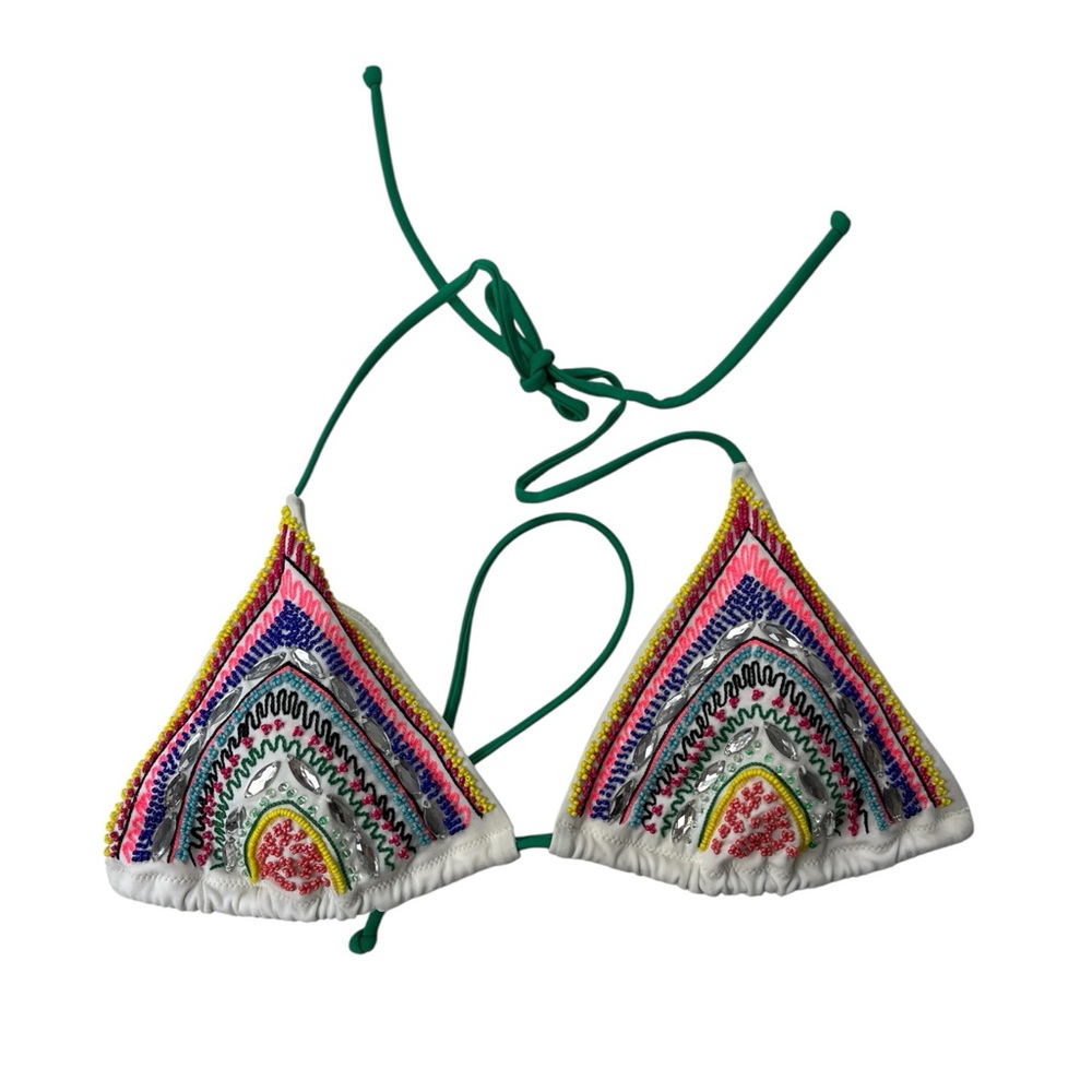 Victoria's Secret Women's Colorful Beaded Jeweled Adjustable Bikini Top Large
